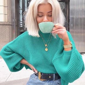 SPRING SALE❗️ Turquoise Balloon Sleeve Sweater